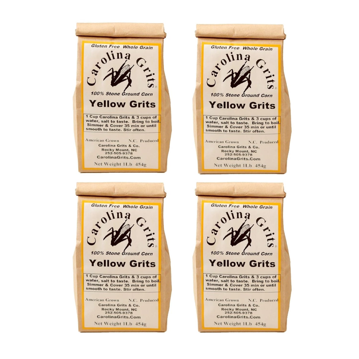 Carolina Grits Company Traditionally Stone Ground Carolina White Grits, Whole Grain, Gluten Free and Non-Gmo (White, 1 Pack (16 Ounces))