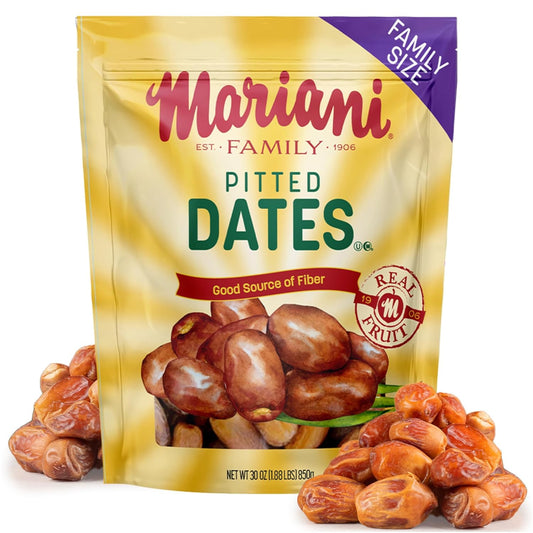 Mariani Dried Pitted Dates, 30Oz Bag - Dried Dates Pitted No Sugar Added, Gluten Free, No Dairy, Vegan, and Full of Fiber for Snacking, Cooking and Baking - Big Mart USA
