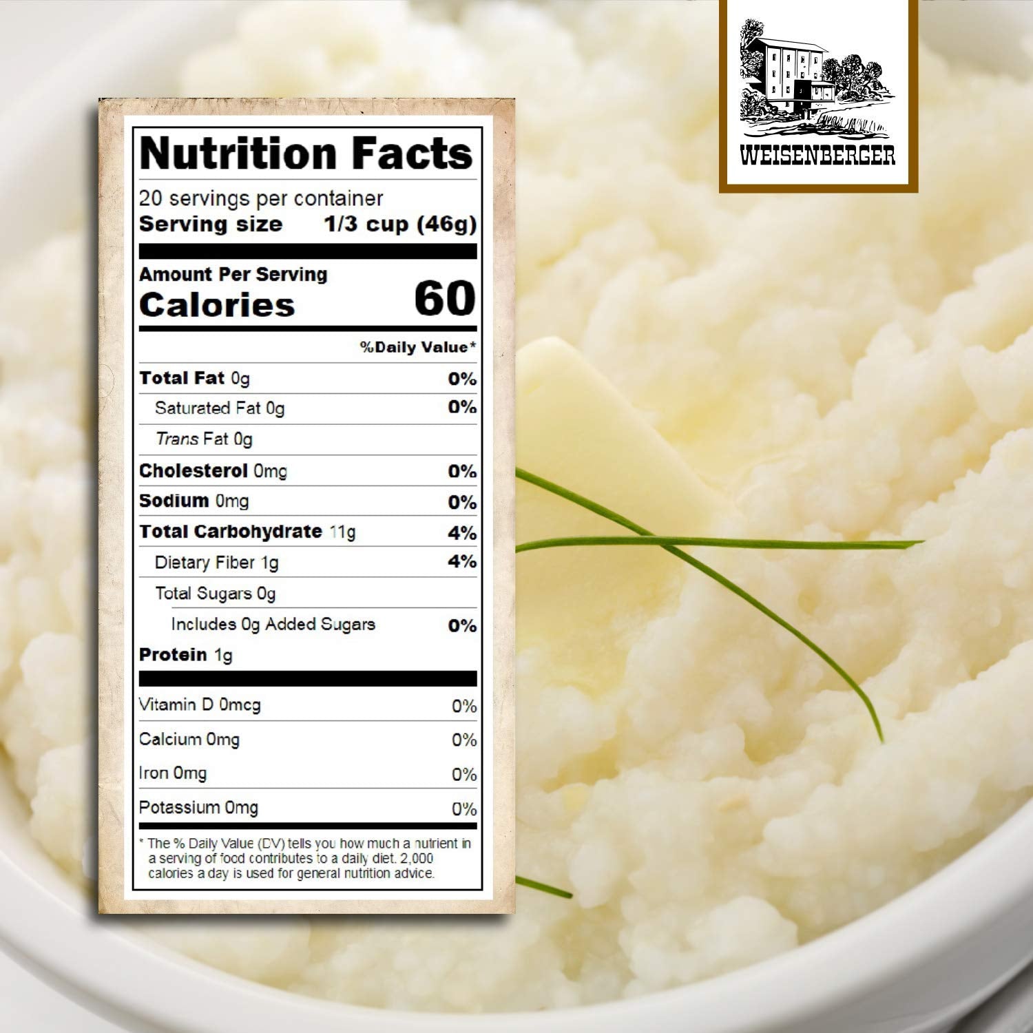 Weisenberger Stone Ground Grits, White- Authentic, Old Fashioned, Southern Style Corn Grits - Local Kentucky Proud Product - Non-Gmo, Coarse Ground - White, 2 Lb