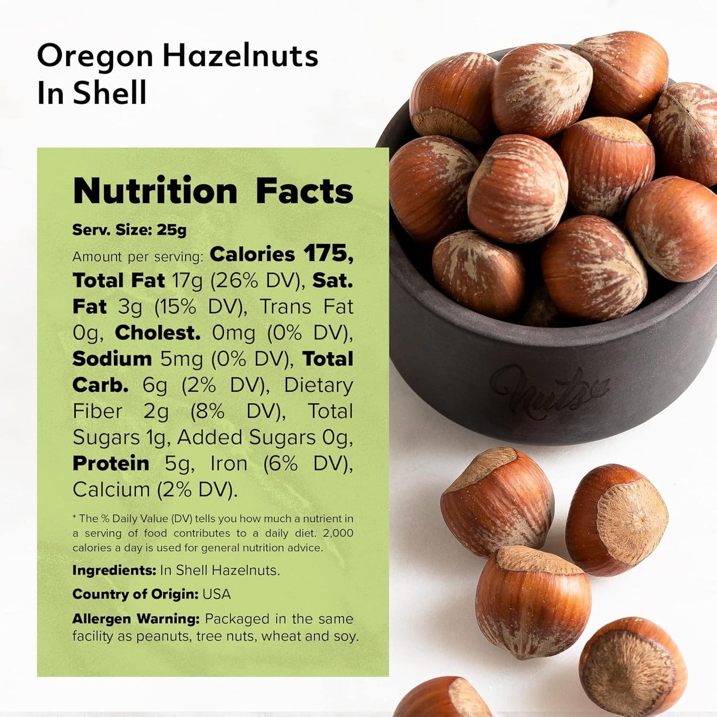 NUTS U.S. - Oregon Hazelnuts in Shell | Whole, Raw and Unsalted | No Added Flavor and NON-GMO | Fresh Buttery Taste and Easy to Crack | Natural Unshelled Hazelnuts Packed in Resealable Bags!!! (6 LBS)