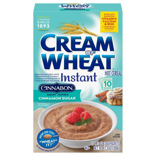 Cream of Wheat Instant Hot Cereal with Cinnabon Flavor, 1.23 Ounce, Pack of 10 Packets - Big Mart USA