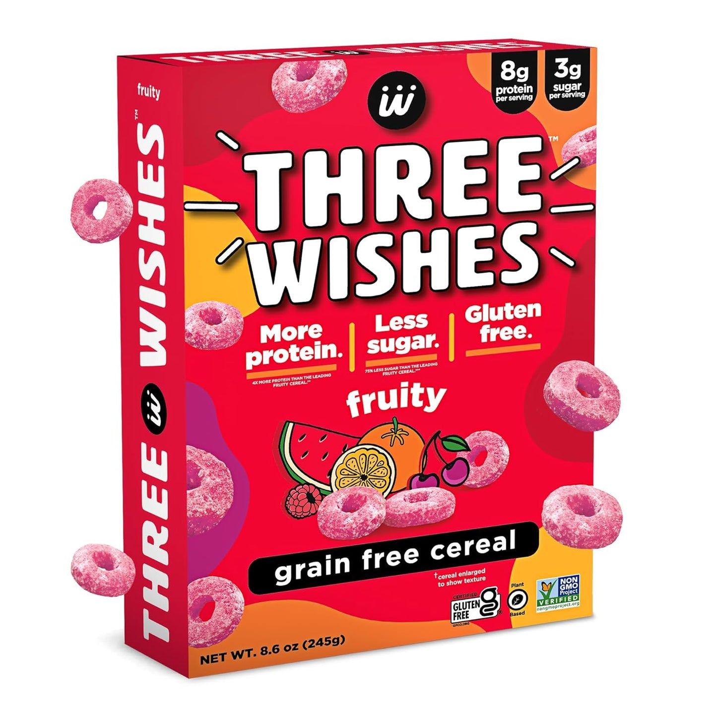 Protein and Gluten Free Breakfast Cereal by Three Wishes (6-Pack) - Marshmallow – 8G of Protein and 3G of Sugar Snack - Kosher, Grain-Free, Dairy-Free, Vegan and Peanut-Free - Non-Gmo