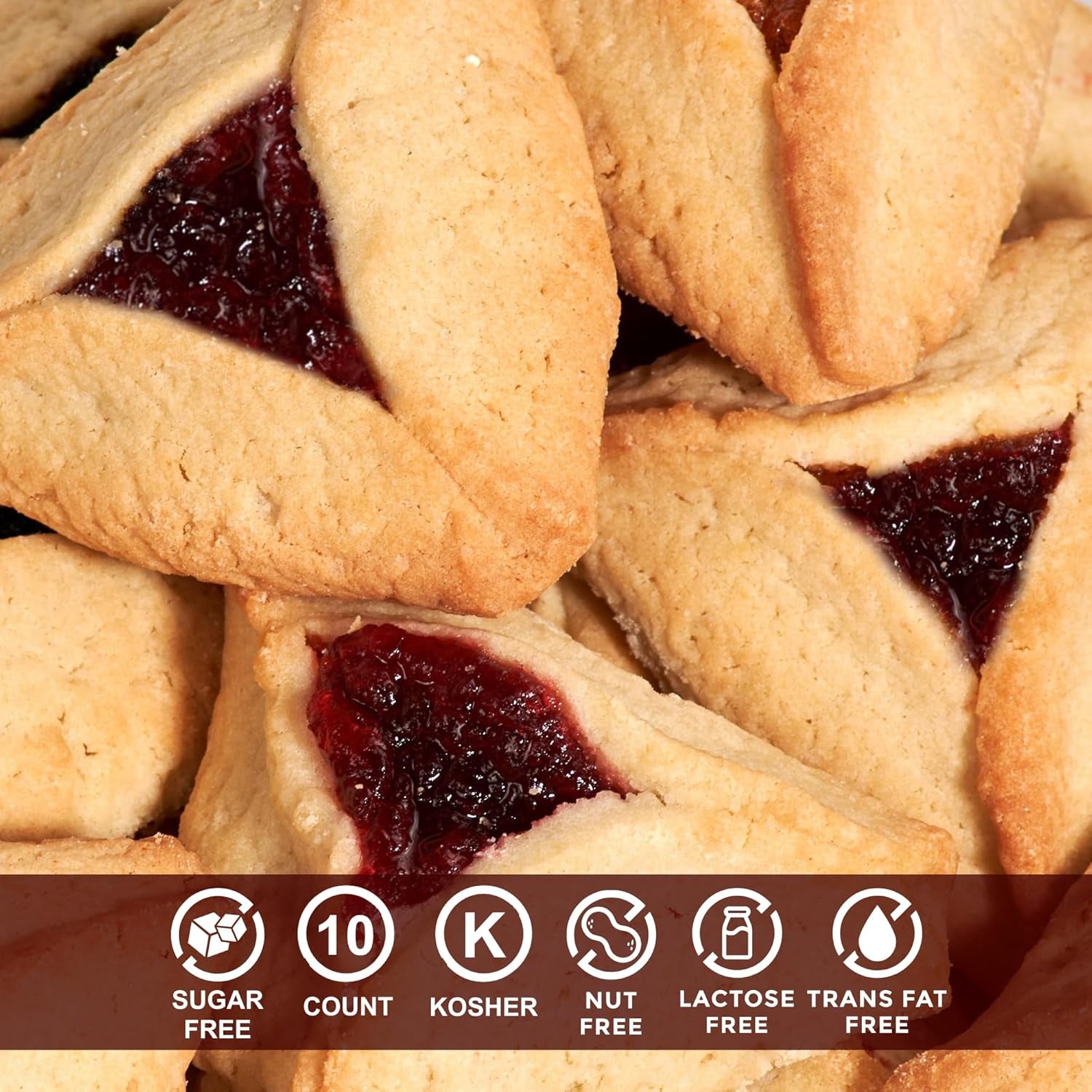 Sugar Free Cookies | [10 Count] Strawberry Filled Hamentaschen Cookies | Diabetic Cookies for Adults | Sugar Free Cookies and Snacks | Nut Free | Stern’S Bakery